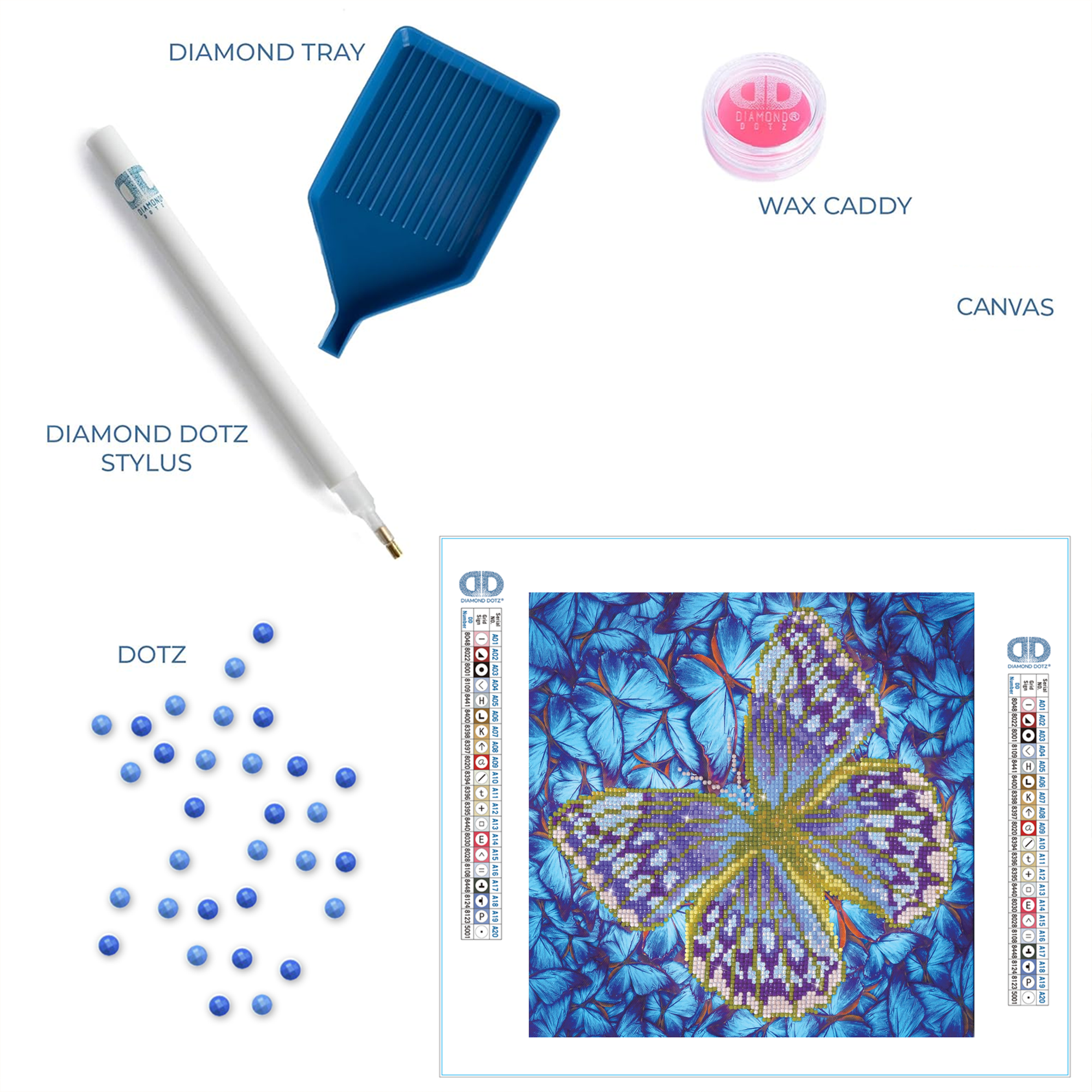 Diamond Dotz Flutterby Silver Butterflies Diamond Painting Kits for Adults - Diamond Art Kits a Relaxing Creative Craft Kit with Dotz Gems  12"x12"