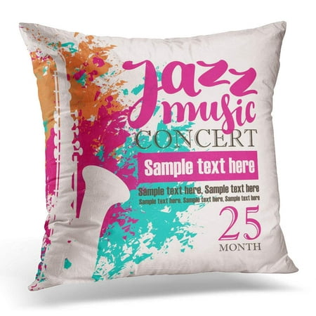 USART Band Music Concert for of Jazz Festival with The Saxophone on Color Splashes and Drops Acoustic Pillow Case Pillow Cover 20x20