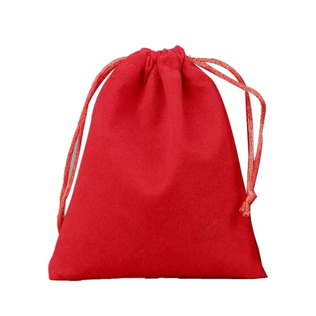 kurtrusly Jewellery Pouch Small Drawstring Bags Bracelet Packaging Display Goodies Presents Mobile Phone Storage Gifts Solid Pouches Red-15*20