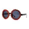thumbnail image 1 of Grandes Lunettes de Soleil Hippie Diva Rondes avec Strass Couronne Noir Rouge, 1 of 4