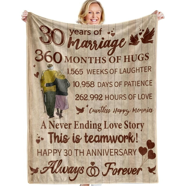 LHSHID 10th Anniversary Tin Gifts Blanket 10th Wedding Gift for Wife Husband 10 Year Anniversary Wedding Gifts for Him Her Couples 10 Year Anniversary Decorations Blanket 50x60in