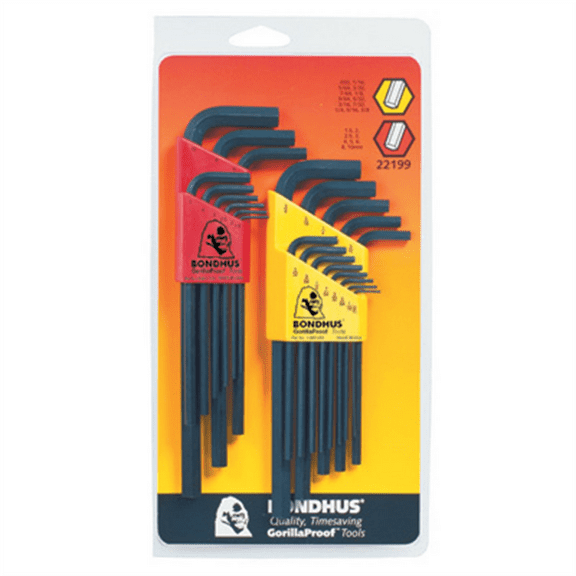 Bondhus 22-Piece Hex End SAE and Metric Hex Key Set
