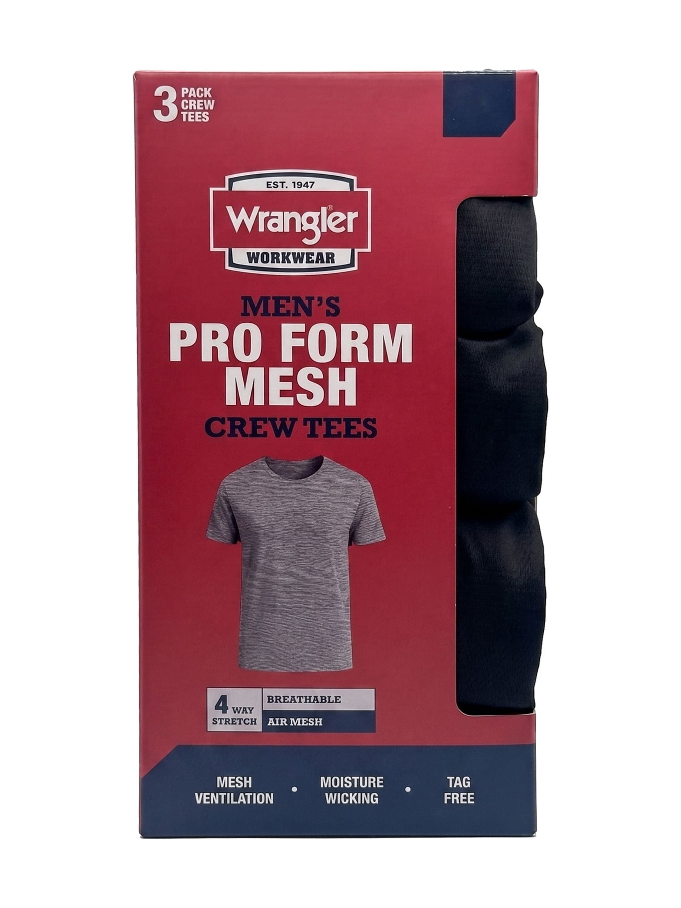 Wrangler Performance Mesh Crew Undershirt Tee Shirts for Men, Moisture Wicking Shirts, Black, Large, 3 Pack