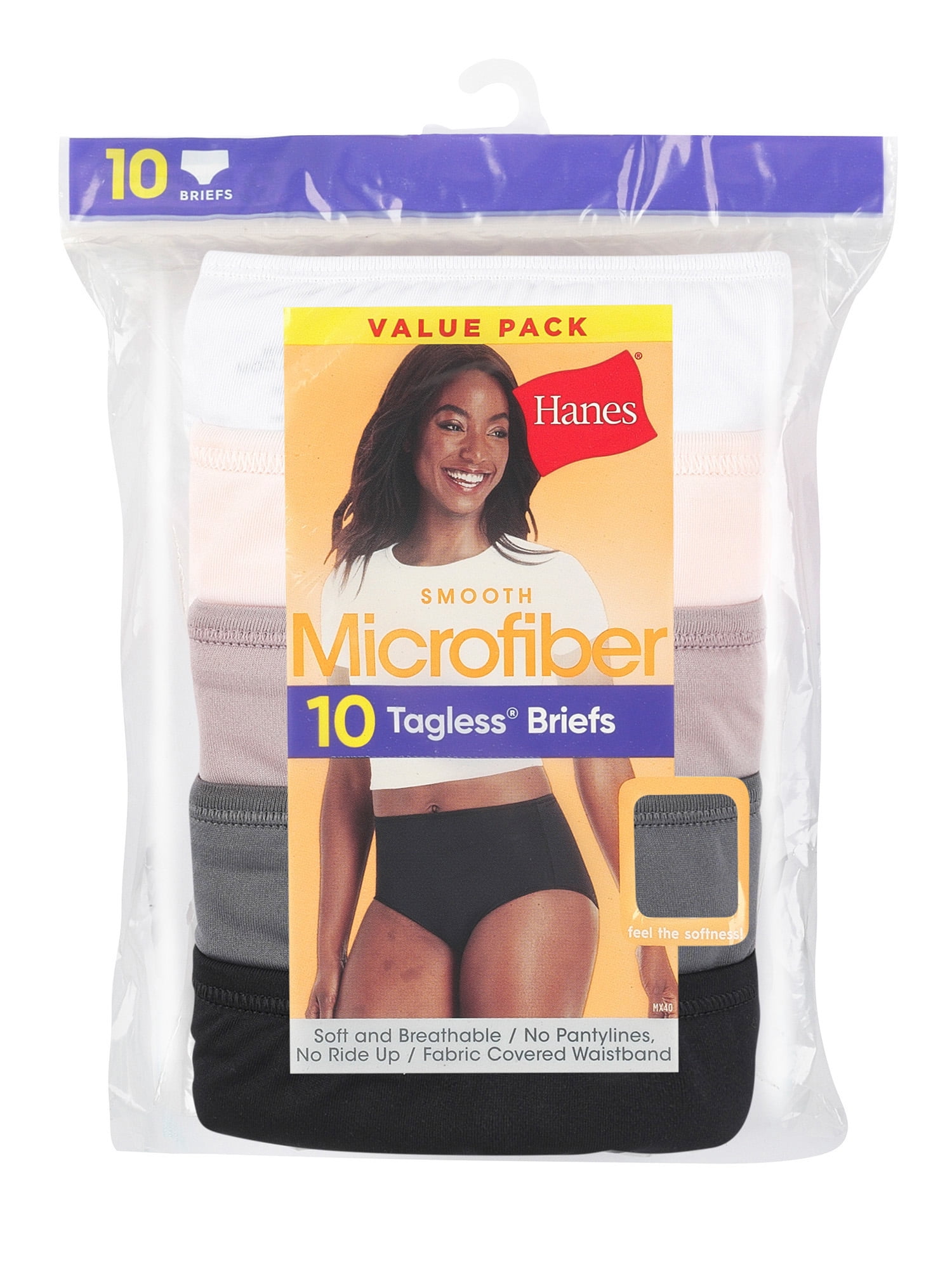 Hanes Womens Cool Comfort Microfiber Briefs 10-Pack, 6, Assorted