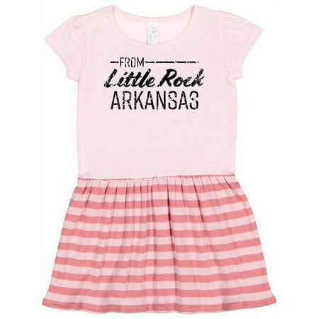 

Inktastic From Little Rock Arkansas in Black Distressed Text Gift Toddler Girl Dress