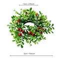thumbnail image 2 of Artificial Christmas Candle Rings 3 Inch, Small Wreath for Pillar Candles with Green Leaves Berries, Holiday Wedding Table Centerpieces Floral Candle Ring Holder Winter Home Decor, 2 of 6