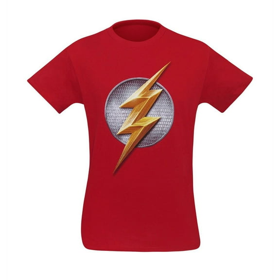 Justice League Movie Flash Symbol Men's T-Shirt-3XLarge