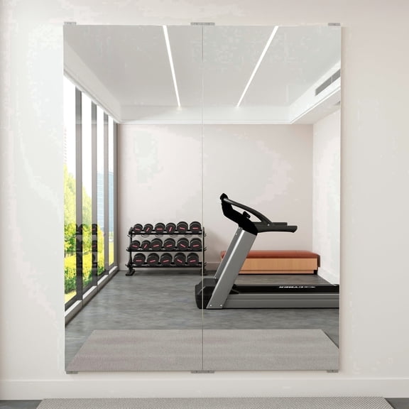 BRIVUE Home Gym Mirrors - 60" x 24" Frameless Wall Mirror, Shatterproof Glassless Ideal for Dance Studio, Yoga, Garage, Fitness, HD Reflection, 2 Pack