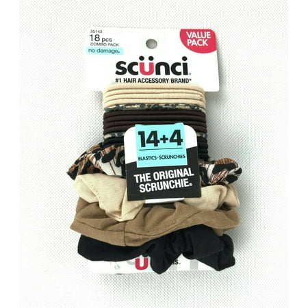 Scunci Elastics and Scrunchies 18 pc Value Combo Pack Leopard Brown Black