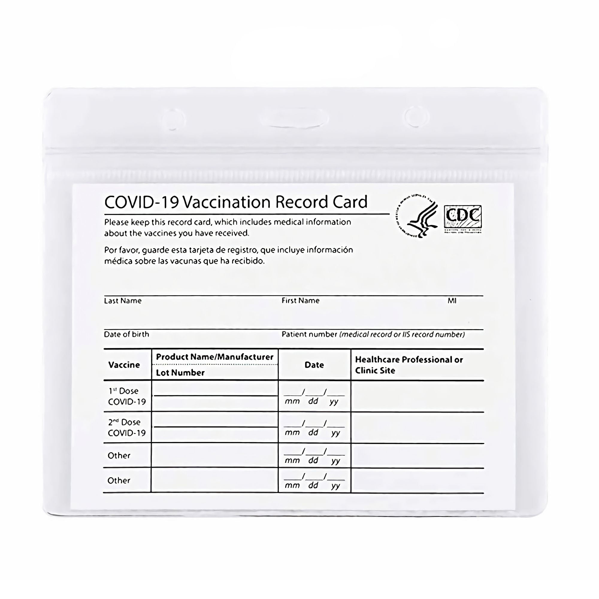 Plastic Vaccination Card Holders Protection 5 PACK 