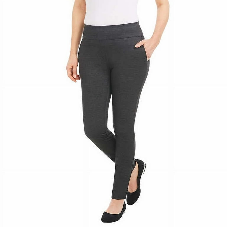 Women's Pull-On Ponte Pant with Built-in Tummy Control Panel (X-Large,  Black)