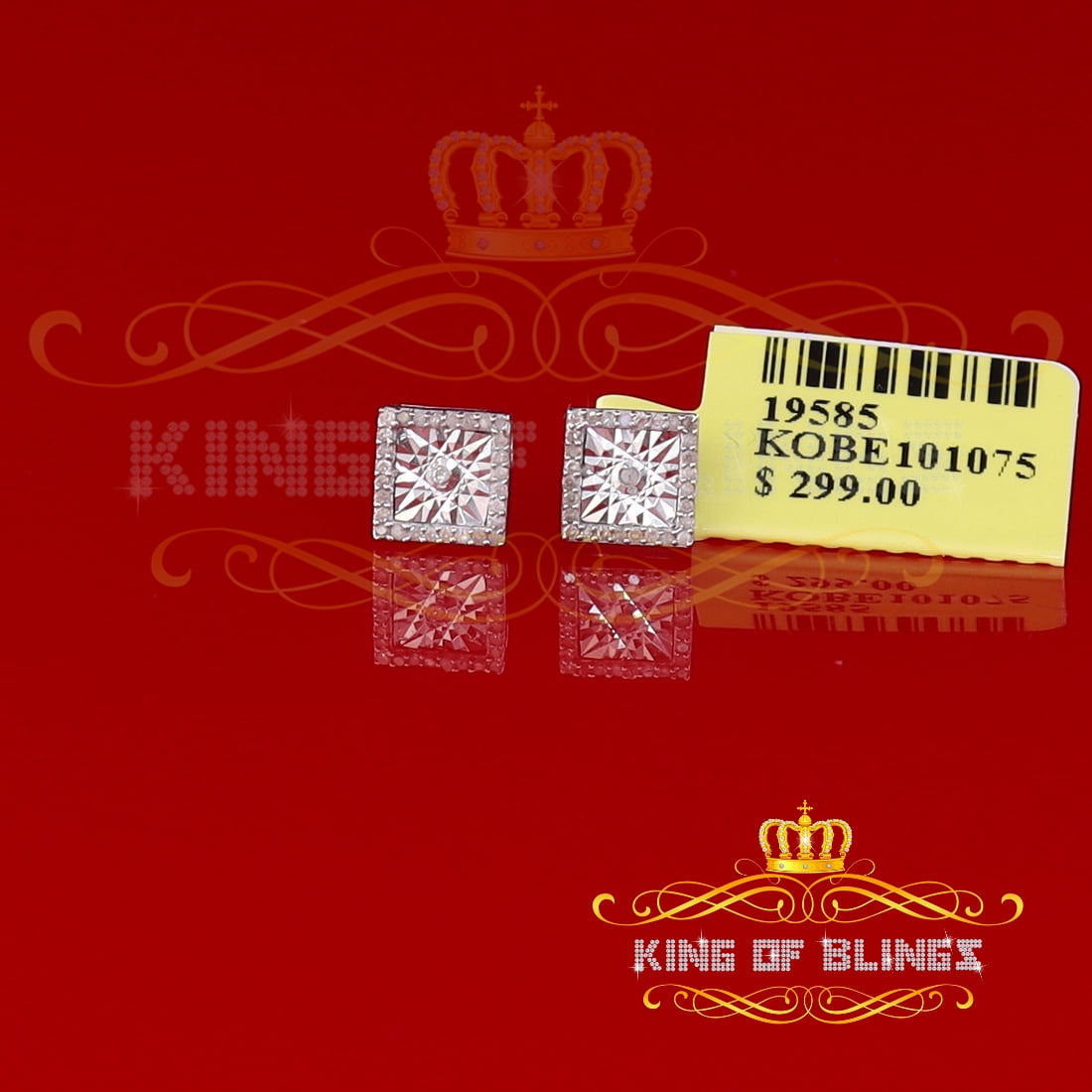 King of Bling's Aretes Para Hombre 925 White Silver 0.15ct Diamond Women's/ Men's Stud Earrings