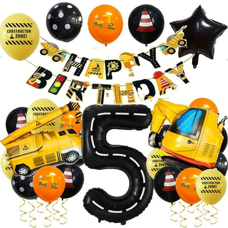 Construction Truck And Excavator Balloon Party Decoration Set Number 5 Suitable For Birthday Summer Party, Family And Outdoor Celebration Party Decoration Excavator Construction Theme Decoration