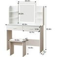 thumbnail image 5 of REDCAMP Vanity Set with Lighted Mirror, Makeup Vanity Desk with Drawers Padded Stool, White, 5 of 9