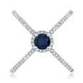 thumbnail image 2 of Gem Stone King 925 Sterling Silver Blue Sapphire Women Criss Cross X Ring for Women (1.42 Cttw, Round 5MM, Gemstone Birthstone, Size 6), 2 of 5