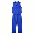 thumbnail image 4 of Mens Linen Textured Sets 2 Piece Outfits Sleeveless V Neck Shirt Vest and Pants Set Vacation Outfit for Men Summer Beach Suits Blue, 4 of 7