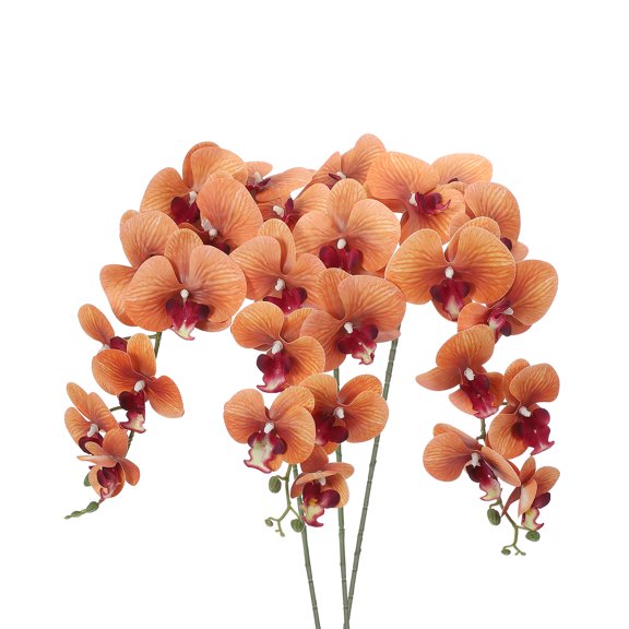 Uxcell 41" 9 Heads Artificial Orchid Stems Fake Faux Phalaenopsis for Vase Home Wedding Decoration, Drak Yellow 3 Pack
