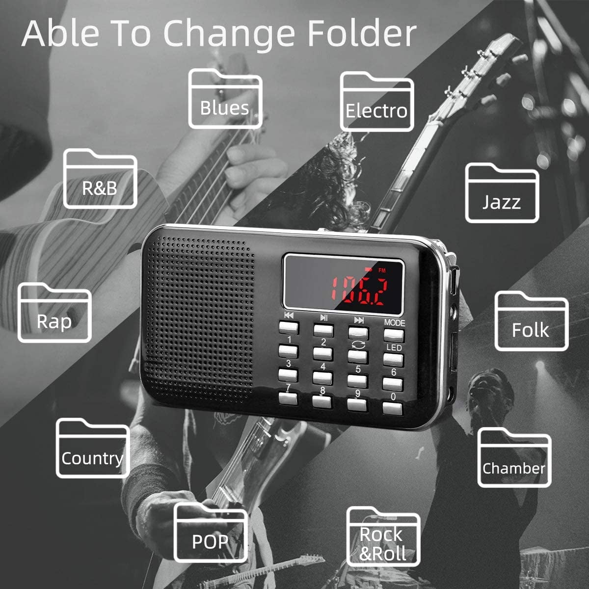 Radio Vintage Portable AM/FM/SW Avec Bluetooth - Haut-parleur 5W - Fonction USB/TF/AUX - Style Rétro Pour La Maison Et L'extérieur - 7