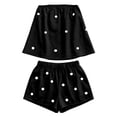 thumbnail image 5 of Womens 2 Piece Outfits Short Sets Strapless Summer Polka Dot Shorts Casual Loose Fit Tank Top Vacation Shorts Matching Sets Black S, 5 of 5