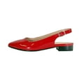 thumbnail image 3 of PEERAGE Fay Women Wide Width Pointed Toe Patent Leather Dress Slingback Flat with Stack Heel RED 6.5, 3 of 6