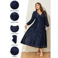 thumbnail image 6 of LapaPlus Womens Plus Size Elegant Midi Long Sleeve Jacquard Mesh Evening Party Formal Dress, 6 of 7