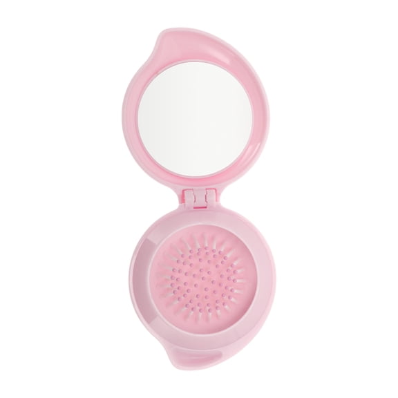 Unique Bargains 1 Pc Mango Shape Foldable Mirror Comb for All Hair Styles Pink