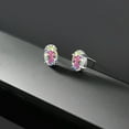thumbnail image 4 of Gem Stone King 925 Sterling Silver Mercury Mist Mystic Topaz and White Lab Grown Diamond Earrings for women | 2.06 Cttw | Gemstone Birthstone | Oval 7X5MM, 4 of 4
