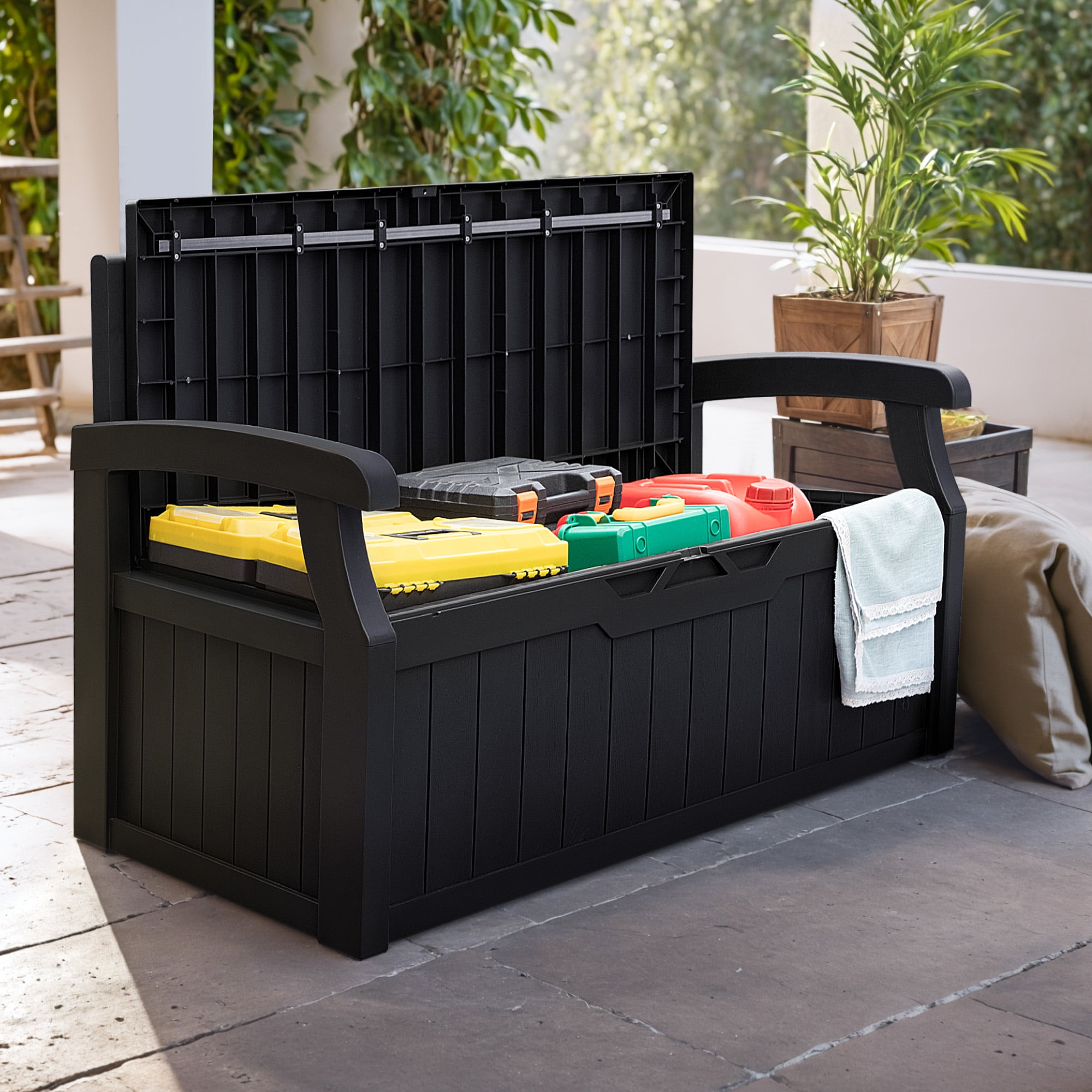 Storage Box Outdoor Storage Chair Bench Dextrus 70 Gallon Outdoor