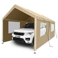 thumbnail image 2 of Roninkier Carport 10X20 FT Car Canopy Tent Heavy Duty Metal Fabric Portable Garage Outdoor Storage Shelter for Car SUV Truck Boats（Khaki）, 2 of 6
