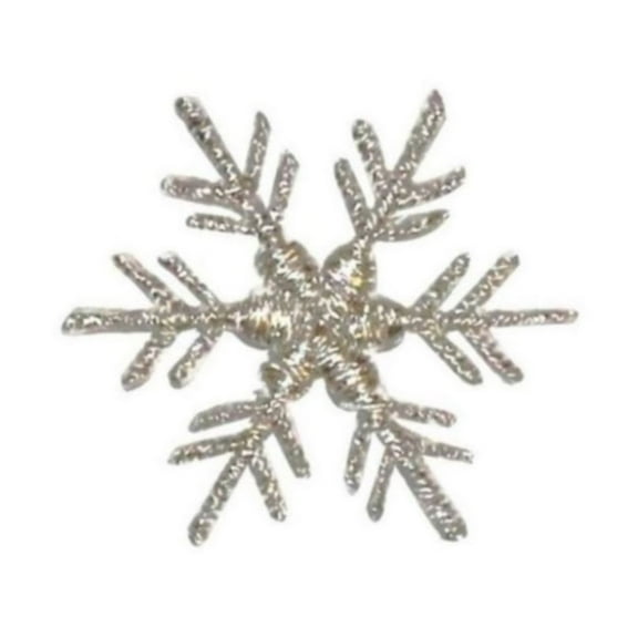 ID 8131 Silver Snowflake Patch Winter Christmas Ice Embroidered Iron-On Applique