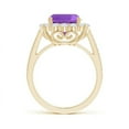 thumbnail image 2 of ANGARA Natural Cushion 3.1 ct Amethyst Cocktail Ring with Diamond Halo in 14K Yellow Gold for Women (Size-9mm) | February Birthstone, Anniversary, Jewelry Gift for Women | Natural Amethyst Ring, 2 of 7