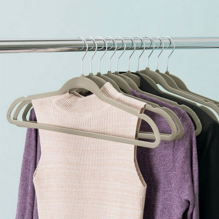 Basics Kids Velvet Non-Slip Clothes Hangers, Gray - Pack of 30