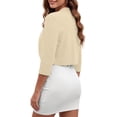 thumbnail image 3 of Anygrew Women's Lightweight Cardigans Casual 3/4 Sleeves Shrugs Open Front Cropped Cardigan Bolero for Dress, 3 of 8