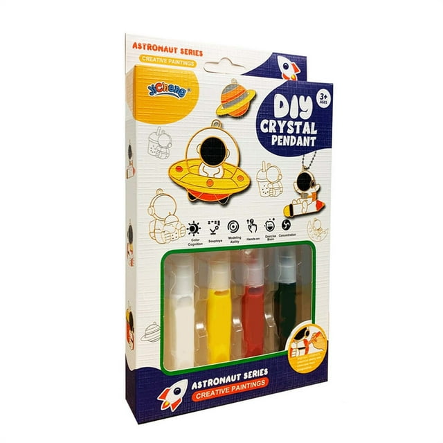 Kit de pintura con cristales DIY para niños | Set de manualidades con arte 3D para ventanas, colgantes y llaveros | Pintura de 20 ml con decoraciones de diamantes | Materiales de arte seguros y no