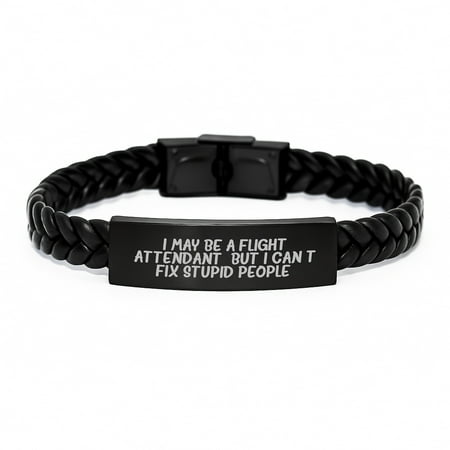 Flight Attendant Gifts Funny Quote Interlaced Leather Bracelet for Men Women Coworkers Friends Family from Flight Attendant