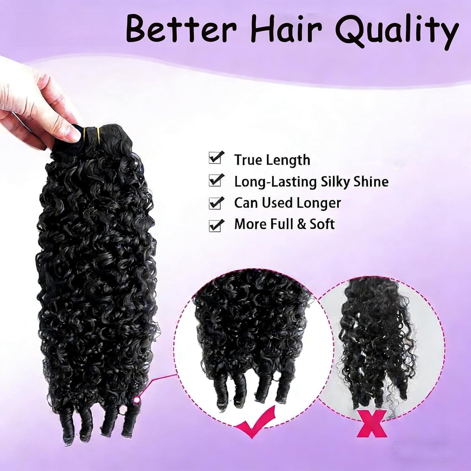 Burmese Curly  Human Hair Water Wave 3C4A Spiral Curly End Quick Weave Hair Bundle in Hair Extension  Black (Burmese Curly  Human Hair, 16 Inch)