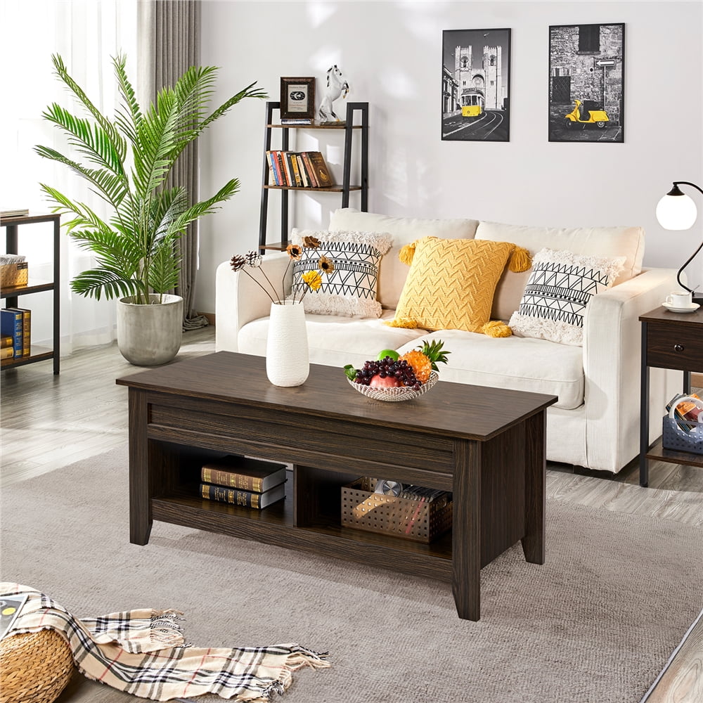 Alden Design 47.5" Lift Top Coffee Table with 2 Storage Compartments for Livingroom, Espresso