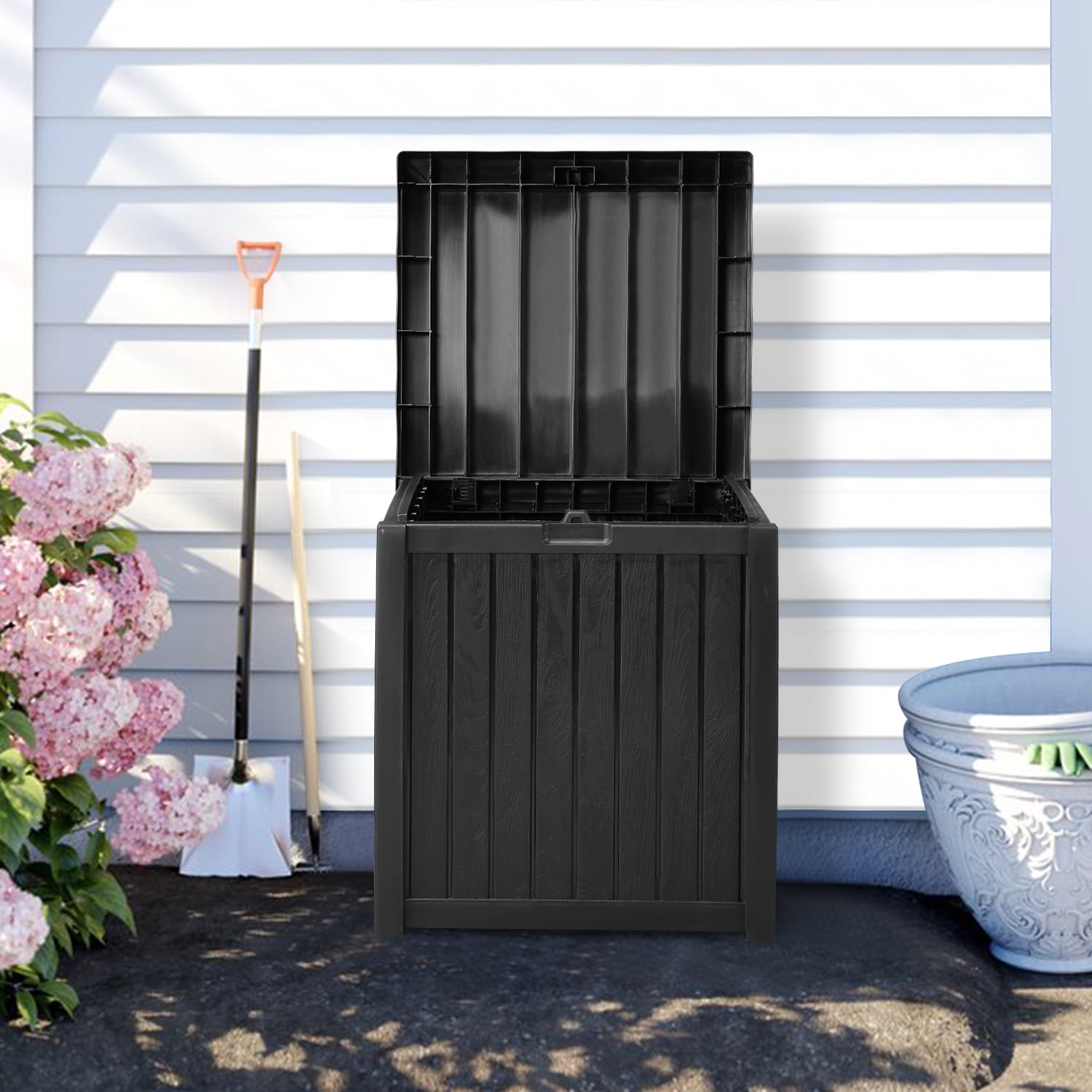 Ainfox 55 Gallon Patio Storage Deck Box Outdoor Storage Plastic Bench