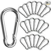 Acrux7 20 Pcs Small Carabiner Clip 1.57 Inch Stainless Steel Spring Snaps Hook M4 for Keys Swing Set Camping Fishing Hiking Traveling