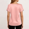 thumbnail image 7 of Satin Blouse for Women Business Casual Outfit Short Sleeve Tops Crewneck Tshirt Silk Shirt Summer Clothes, L, 7 of 7