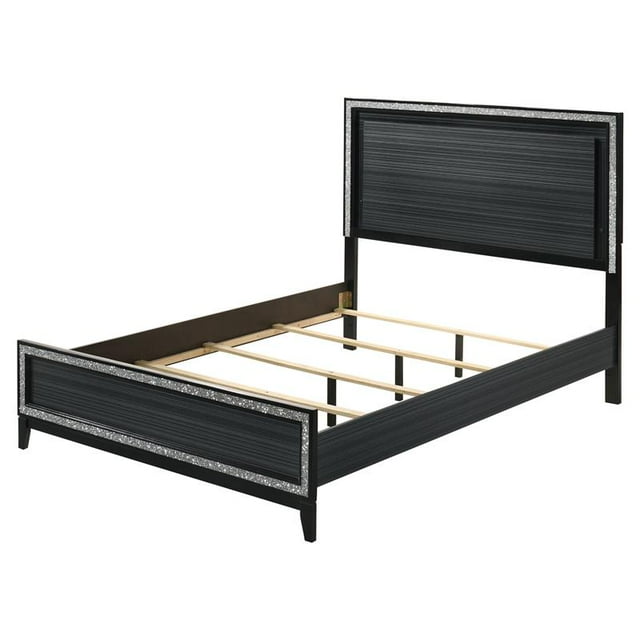 ACME Haiden Lit Très Grand en Bois avec Éclairage LED en Noir Vieilli