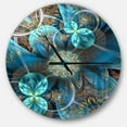 thumbnail image 1 of DesignArt Fractal Blue Flowers Large Wall Clock, 1 of 2