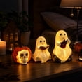 thumbnail image 4 of Cute Ghost Pumpkin Skull Glow Lamp Halloween Ornament – Handcrafted Resin Tabletop Light – Festive Vintage Halloween Decor for Fireplace Counter Halloween Party Decorations, 4 of 6