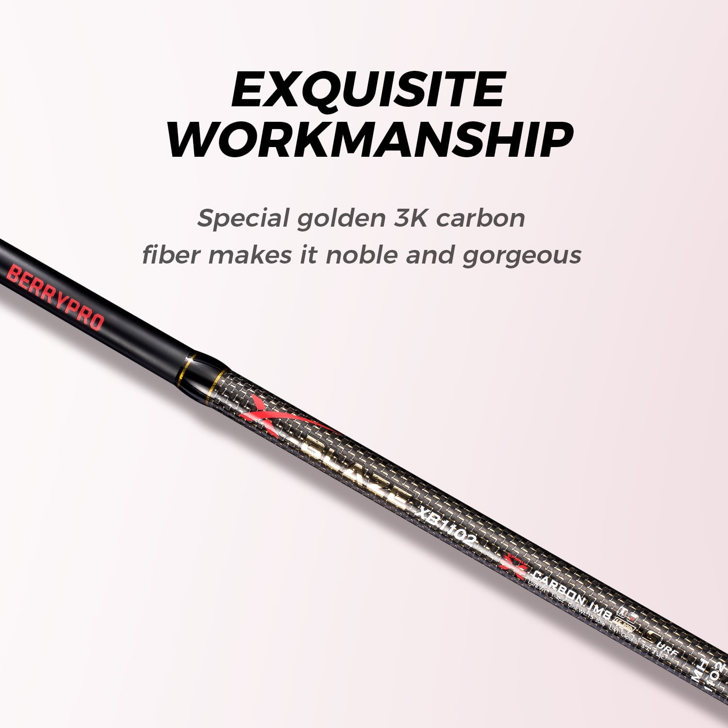BERRYPRO Surf Rod Pure Carbon Surf Spinning Rod Graphite Surf Fishing Rod 10'-Spinning-2pc