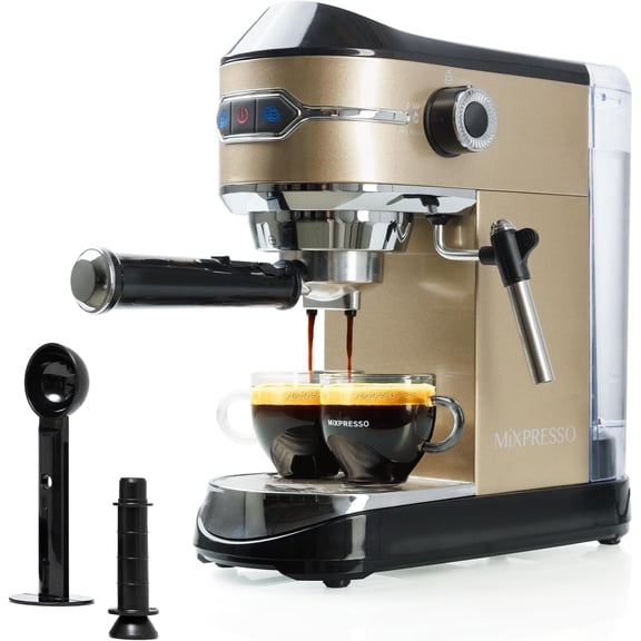 Mixpresso Professional Espresso Machine for Home 15 Bar with Milk Frother Steam Wand, Espresso Maker with Double-Cup Splitter 1450w Fast Heating, Cappuccino and Latte machine 37Oz Water Tank