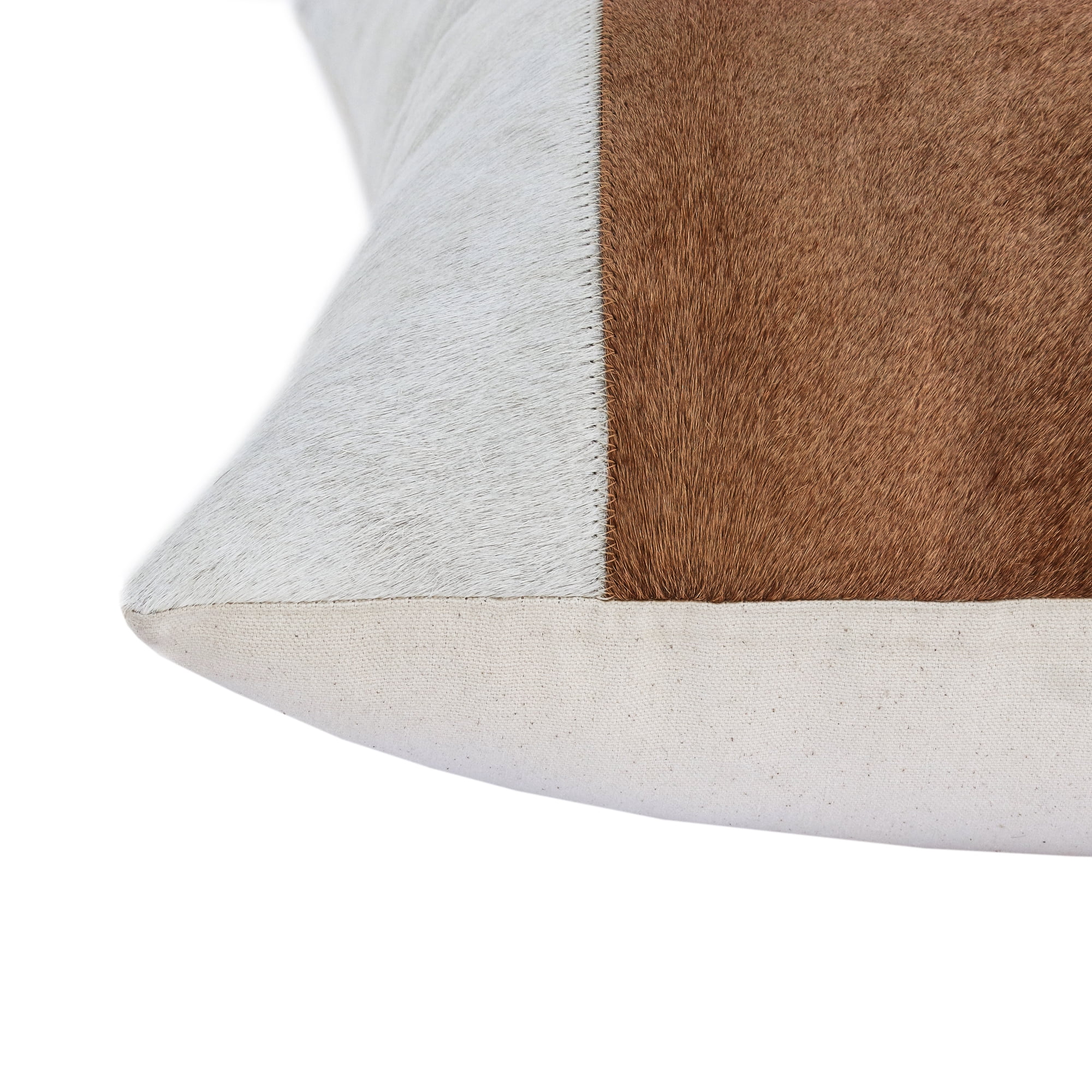 Harlow Hill Brody Ivory/Beige Striped 20" x 20" Faux Leather Blend Adult Decorative Feather Filled Pillow