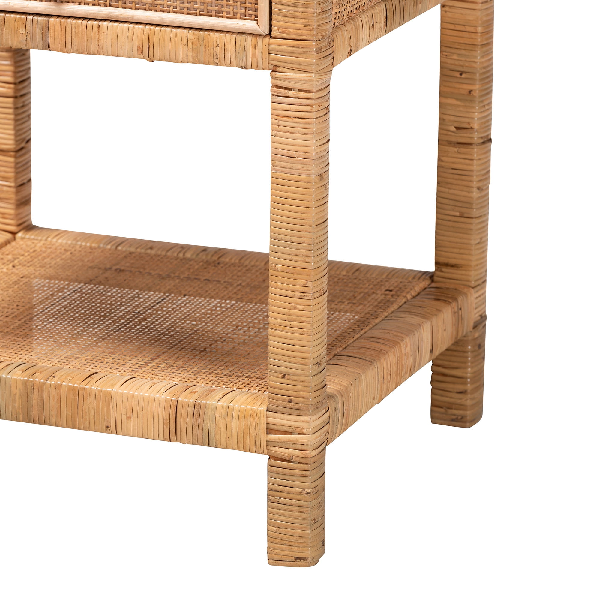 bali & pari Adelia Rattan BOHO Nightstand, 1-Drawer, Natural Brown