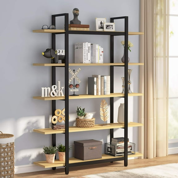 Tribesigns 12 Shelves Etagere Bookcase, Modern 9 Cubes Stepped Bookshelf, Industrial Ladder Corner Shelf Display Shelf Storage Organizer for Home Office