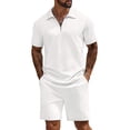 thumbnail image 4 of COOFANDY Mens Tracksuit Casual 2 Piece Quarter Zip Polo Shirt and Shorts Set Athletic Jogging Sports, 4 of 8