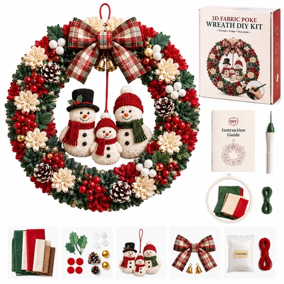 Christmas Wreath DIY Kit for Adults Holiday Decor Handmade Gift for Beginners